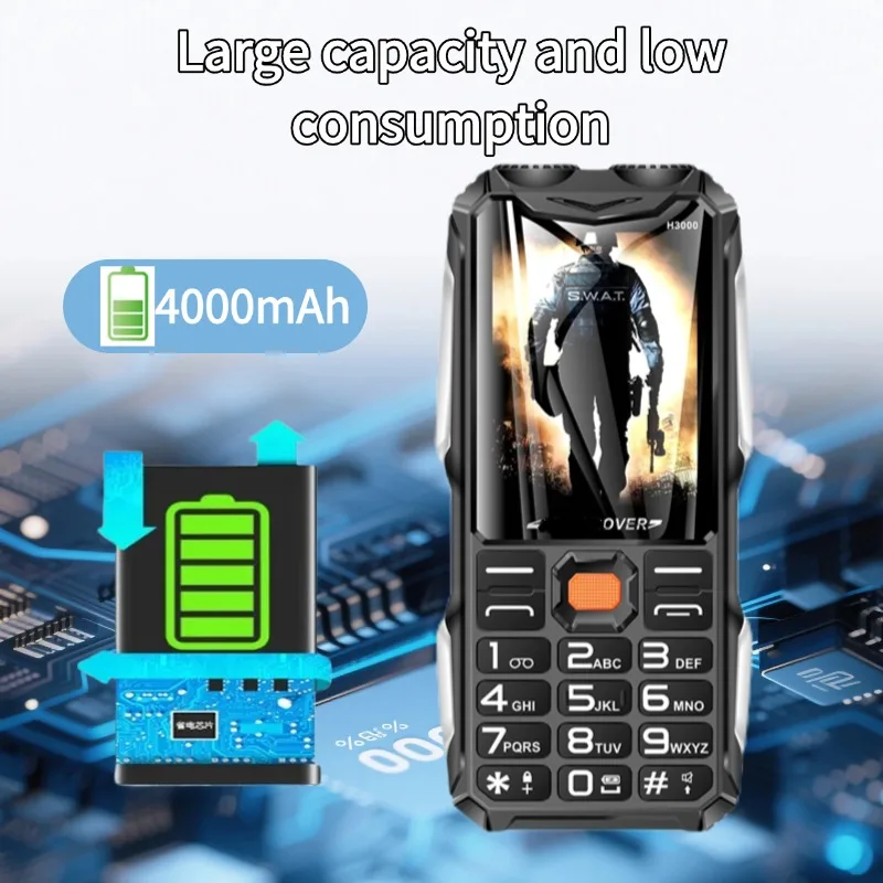 GSM 2G Outdoor Phone With Strong Battery For Adults Loud Volume Dual SIM Long Battery 2.8 Inch Display Strong Torch Durable Phon