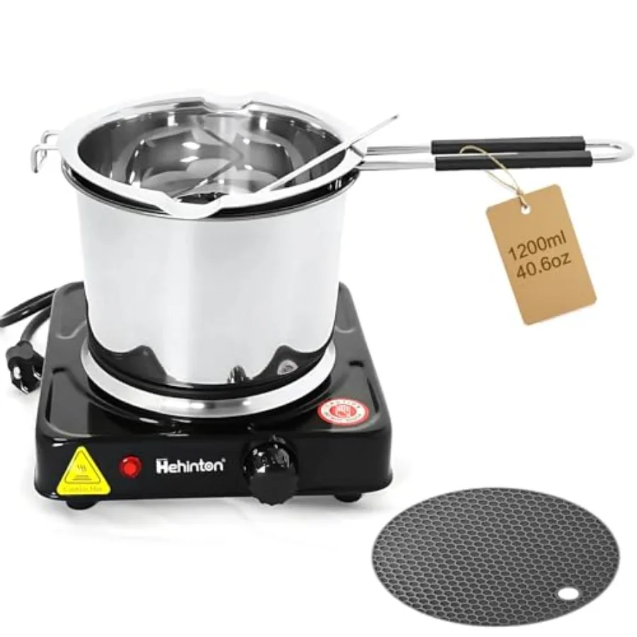 

Professional Double Boiler Pot 1200ML 304 Stainless Steel Chocolate Melting Pot with 1000W Electric Hot Plate Multi-Functions W