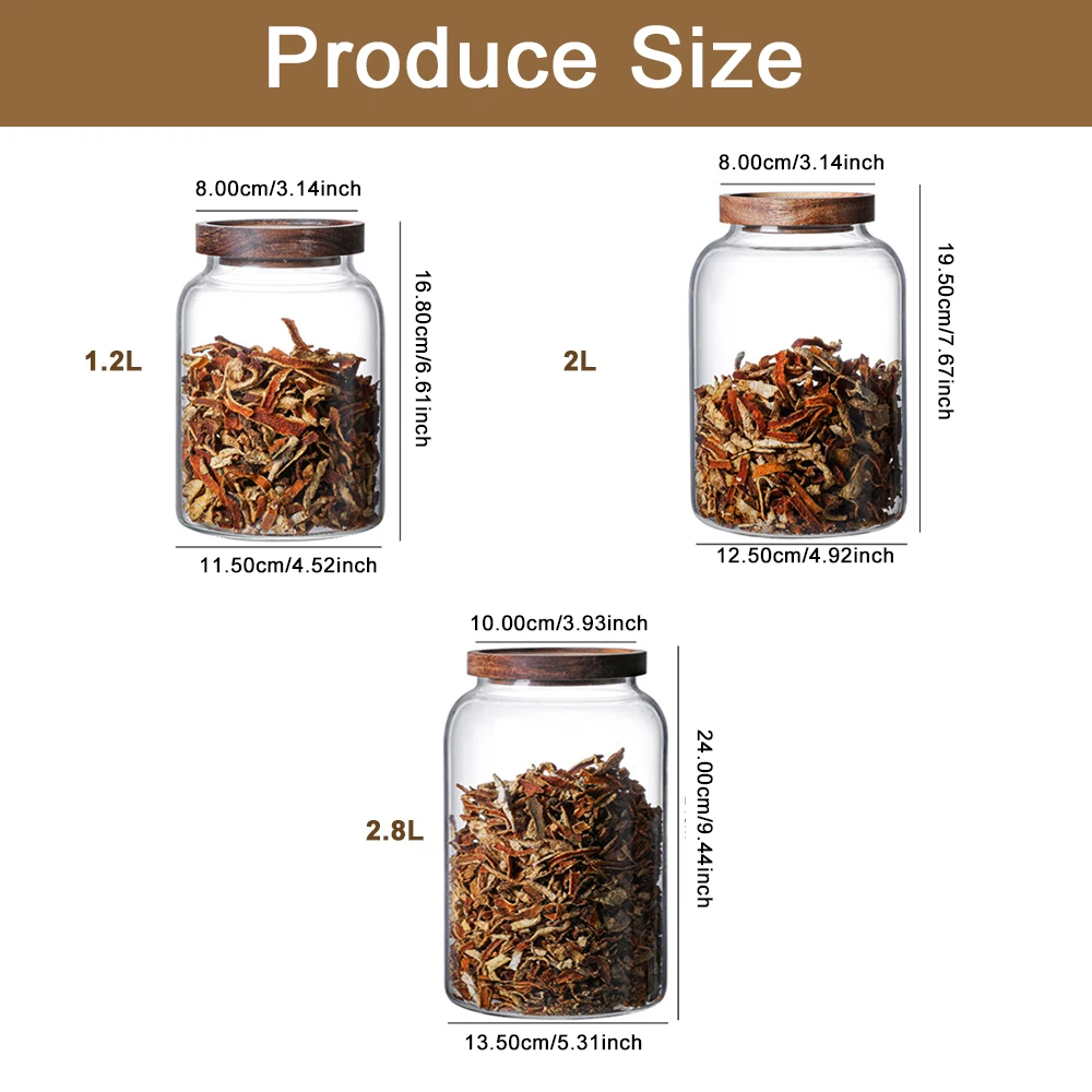 Large Capacity Glass Sealed Jar Wooden Lid Coffee Bean Storage Tank Creative Food Grain Container Multi-Purpose Storage Tank