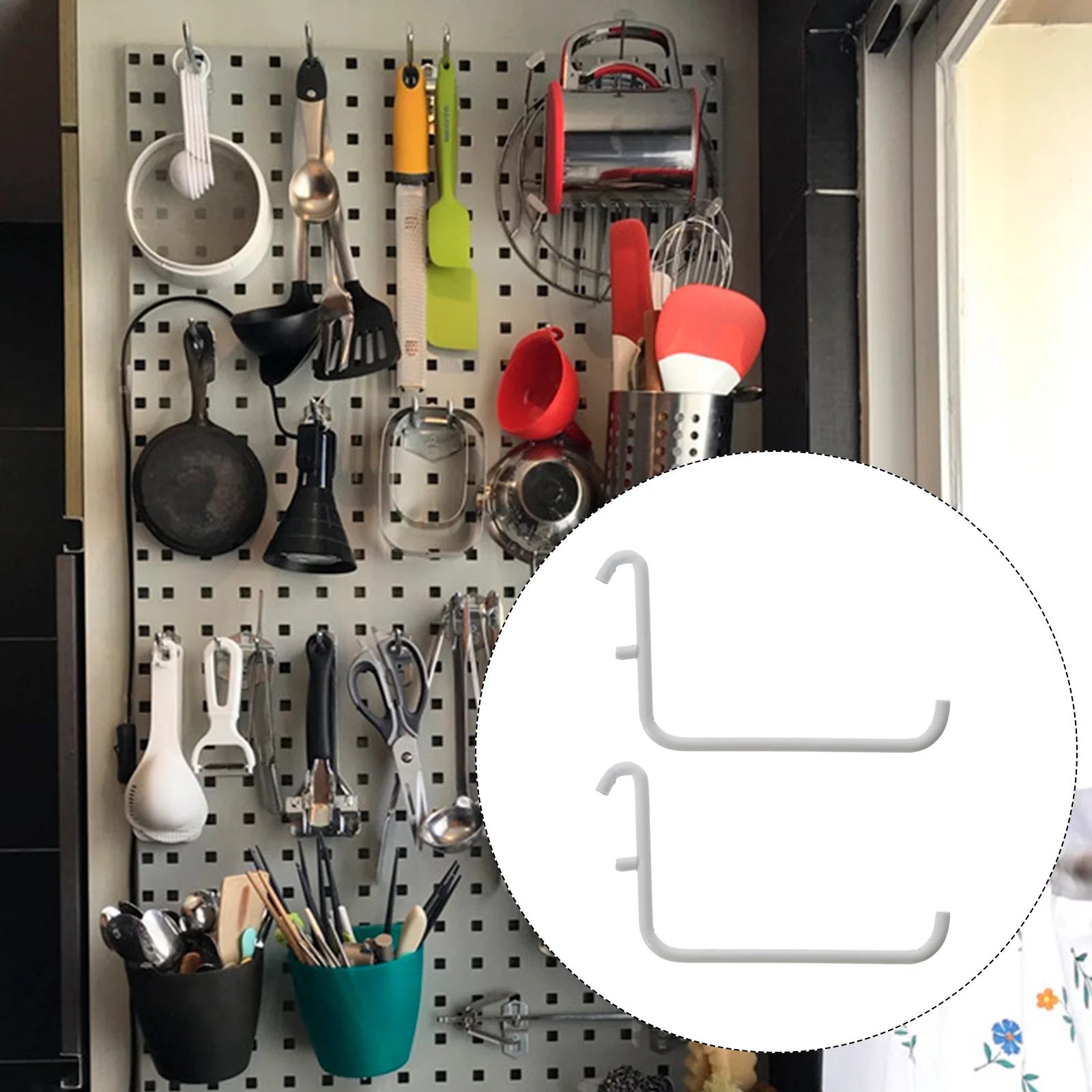 2 Pcs Perfboard Brackets Hook Shop Display Shelf Pegboard Hanging Metal Iron Supermarket Hanger