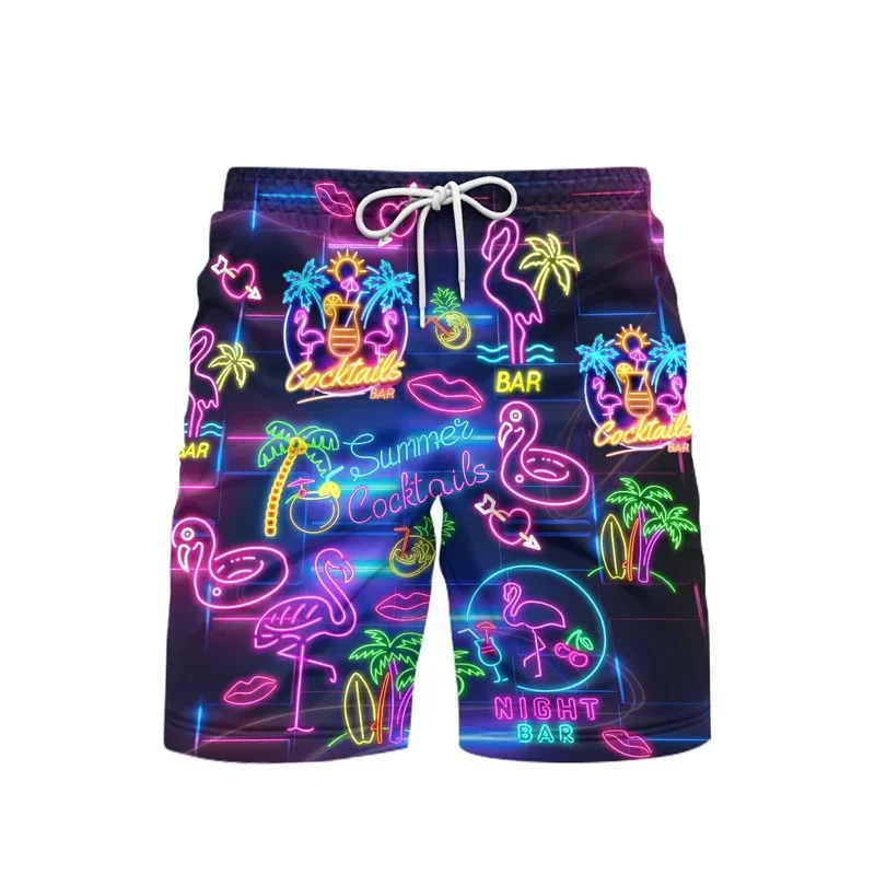 

Harajuku men's 3D printed beach shorts, neon graphic, colorful, summer fashion, animal, sports, gym, casual wear, swimming short