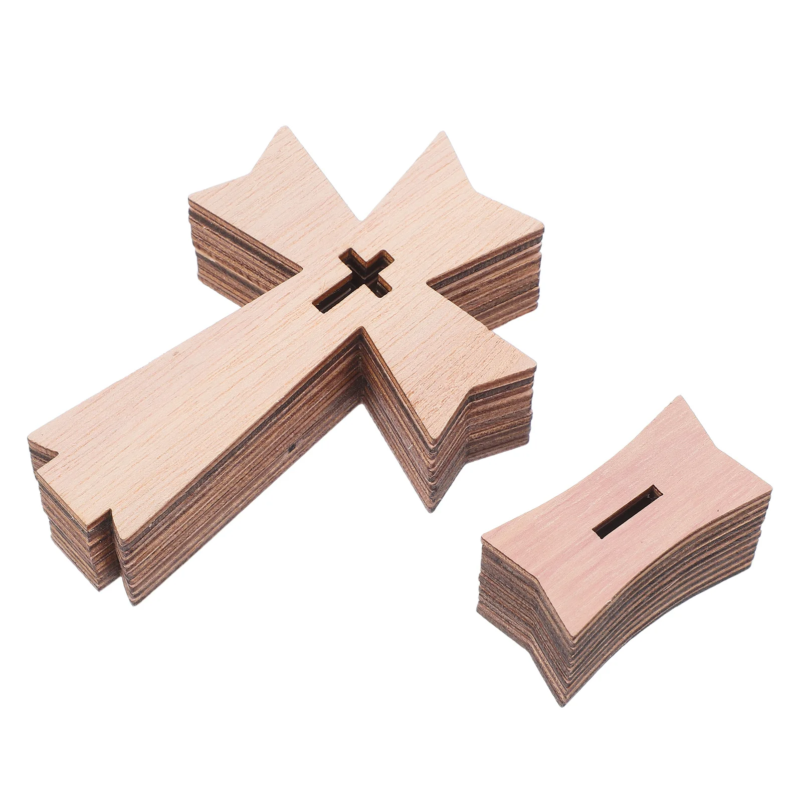 10Pcs Wooden Cross Ornaments Standing Wood Cross Decorations for Church Home Tabletop Crafts Religious Decor Wood Crafts