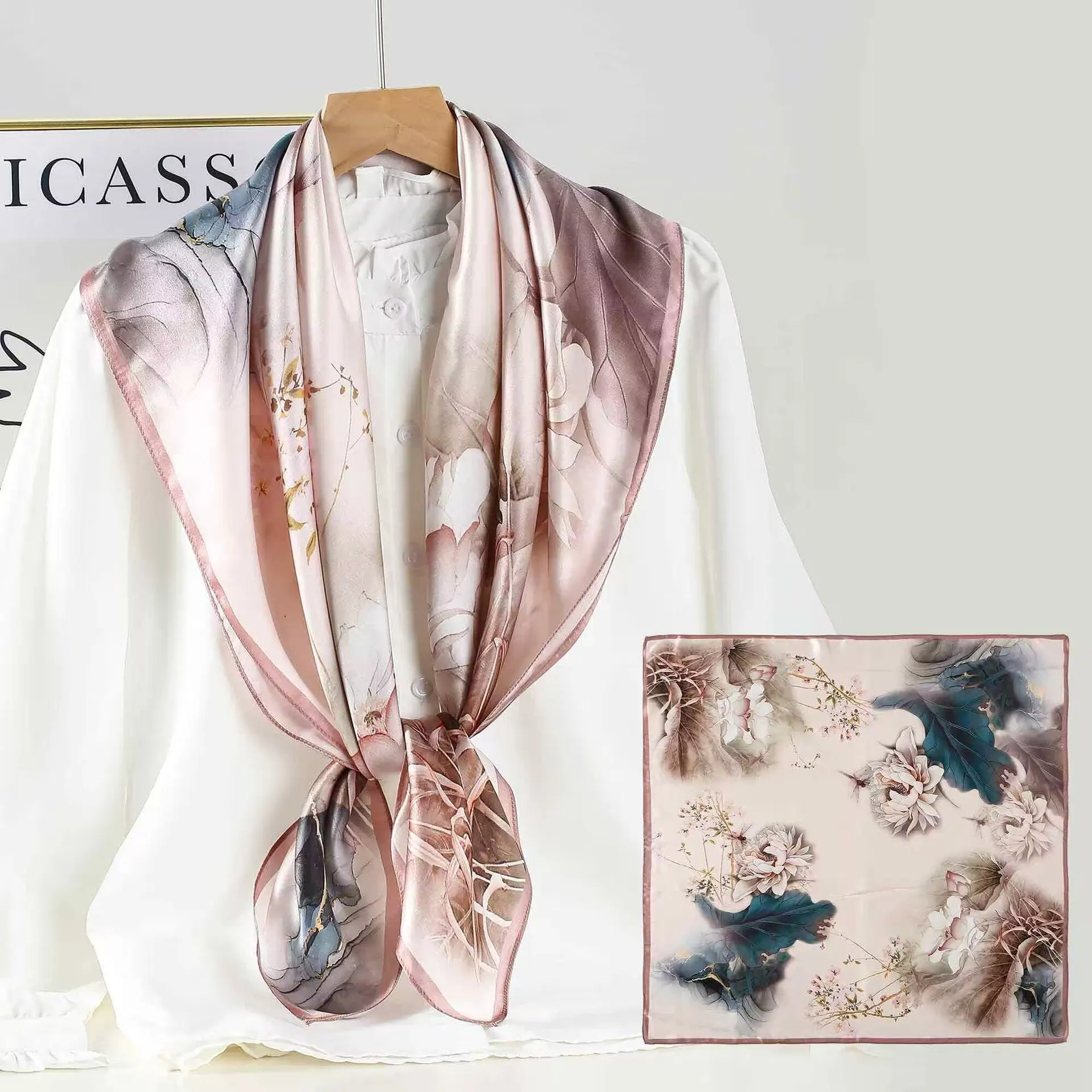 Chinese Ethnic Style 90*90 Scarf Shawl Long New Products in Stock Cross-Border Supply
