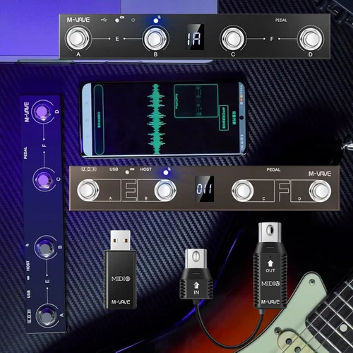 Pedal controlador MIDI inalámbrico Chocolate Plus M-VAVE |   Modo dual Bluetooth/USB |   Control de sostenido/expresión |   Compatible con DAW