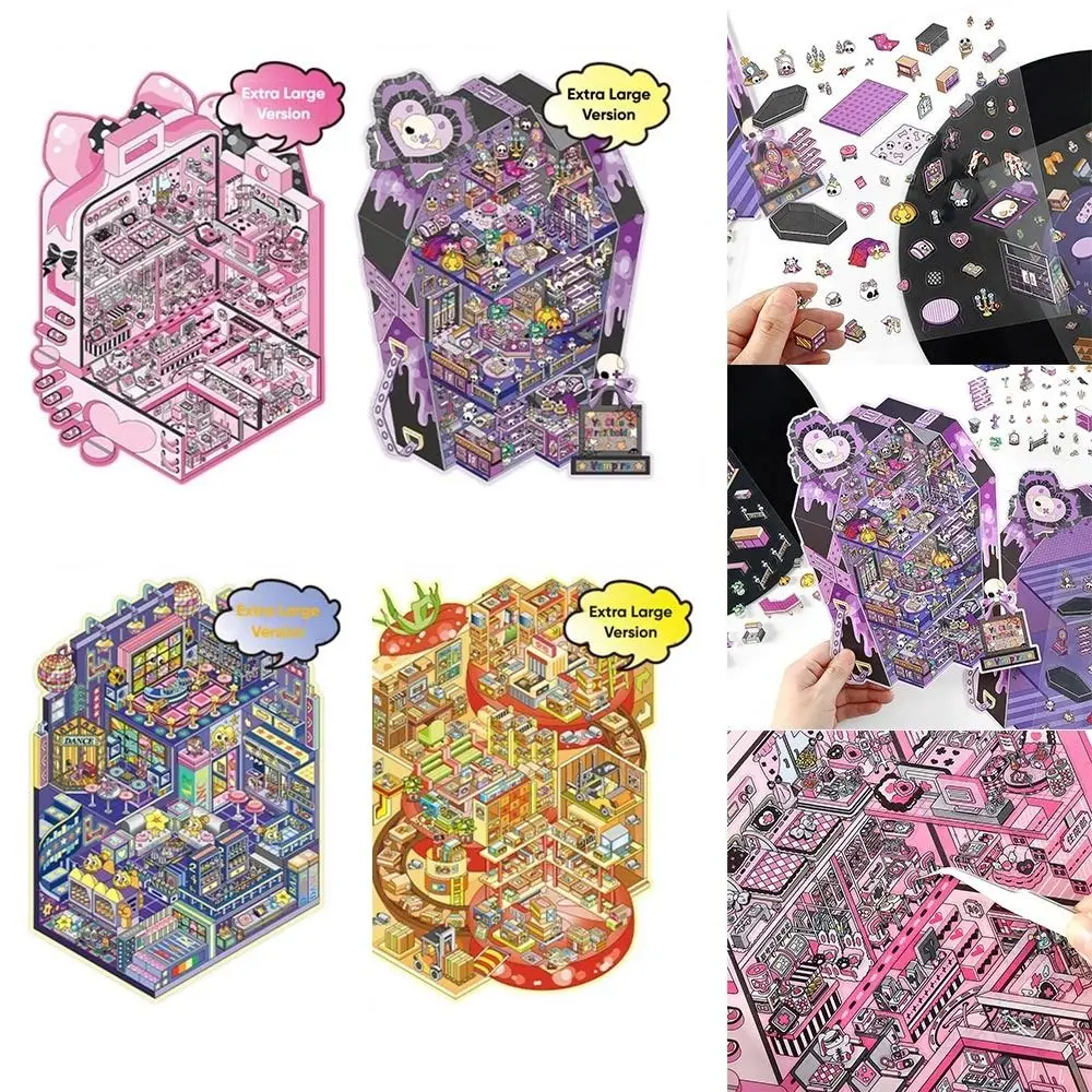 Multicolor 3D Micro Landscape Sticker Today's Business Is Open PET Stacked Material Stickers Decompression DIY Accessories