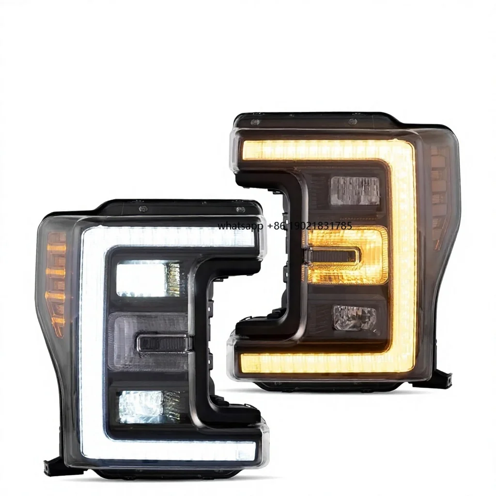 VLAND New F-250/F-350/F-450/F-550 Super Duty 2017-2019 LED Reflector Headlights for Dynamic Animation 35W 12V