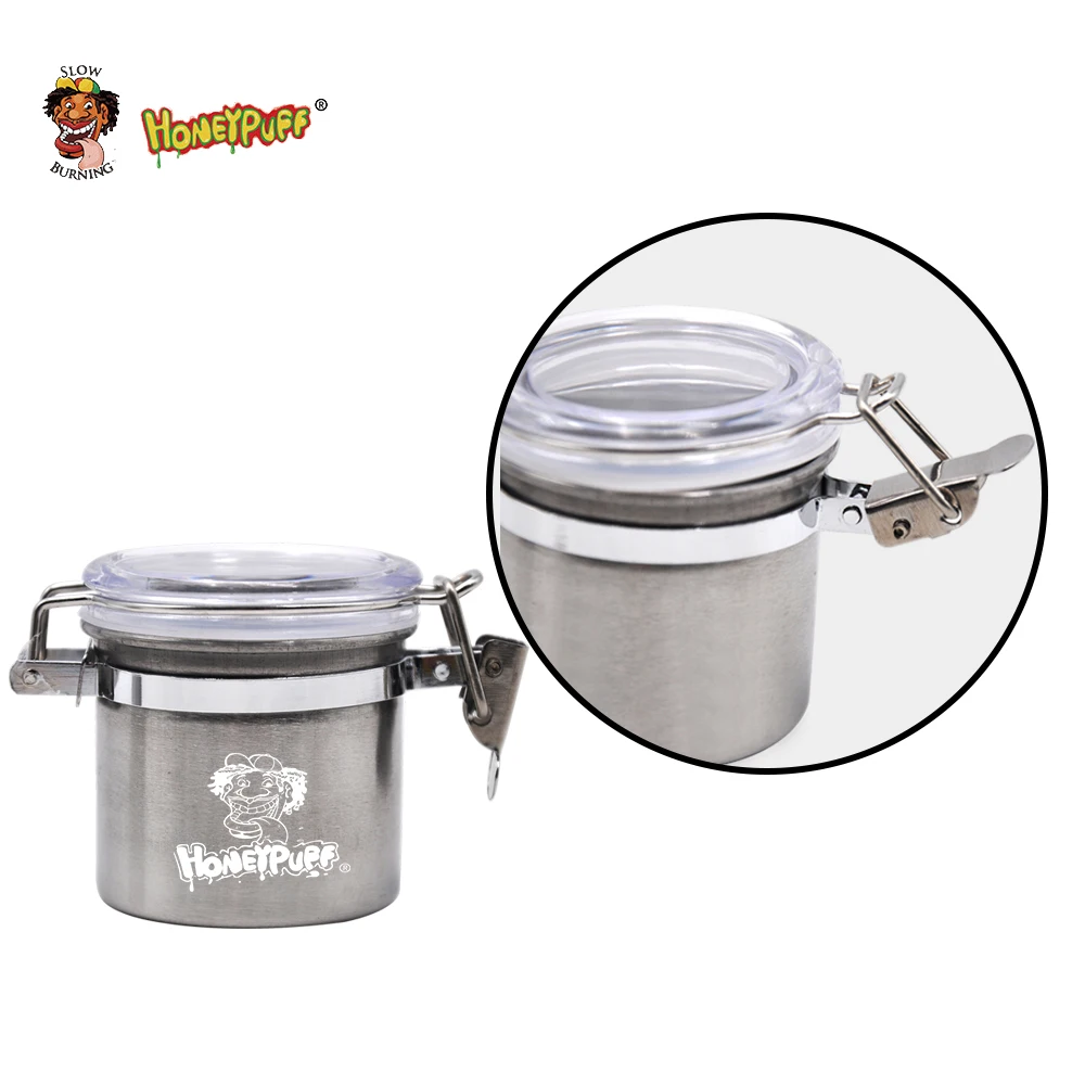 Honeypuff Stainless Steel Airtight Stash Jar 2.17 Inches Multi-Use Vacuum Seal Portable Storage Container for Herbs