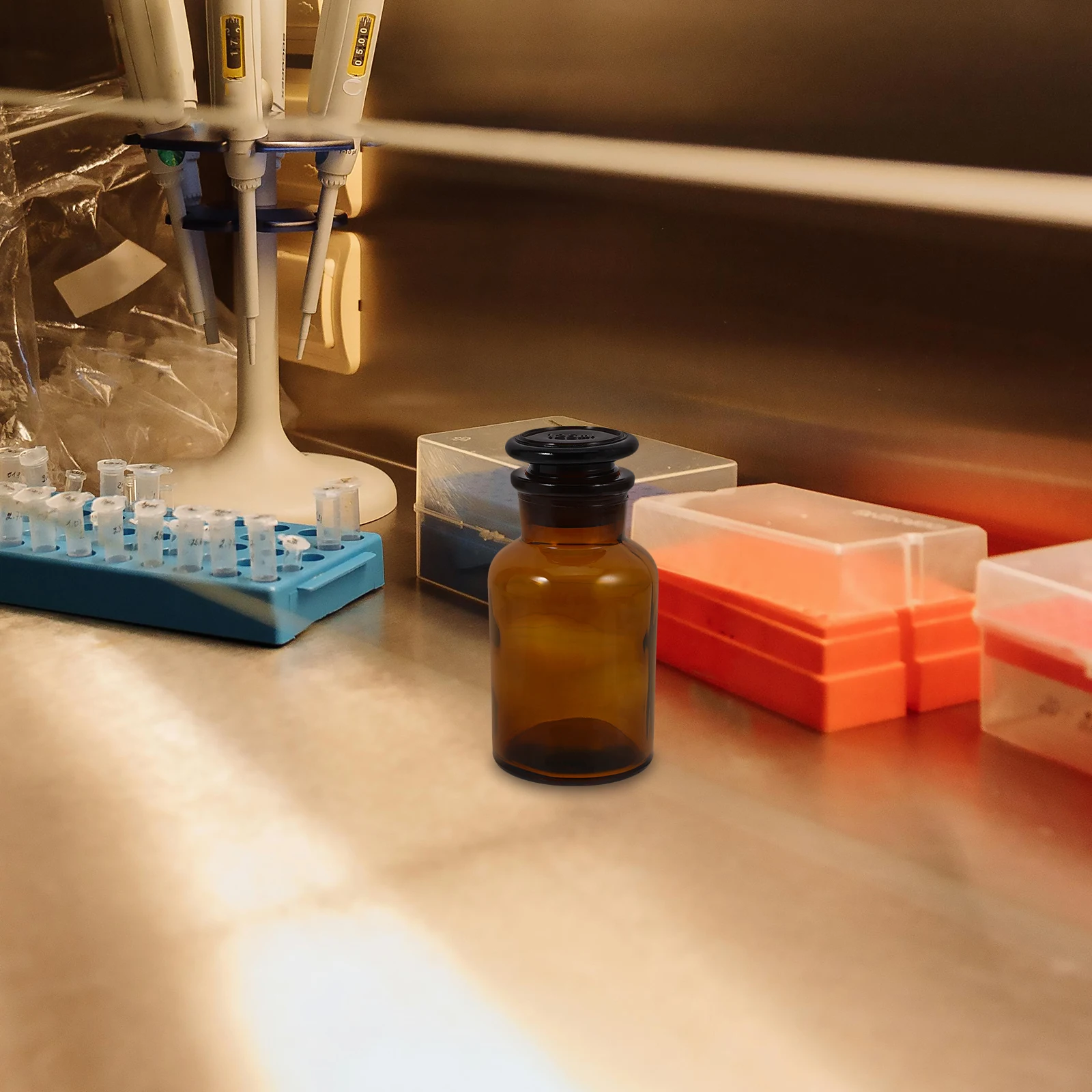 125Ml Amber Glass Reagent Bottle Wide Mouth for Lab Use Uv Light Blocking Precision Measurement Reusable Chemical Container