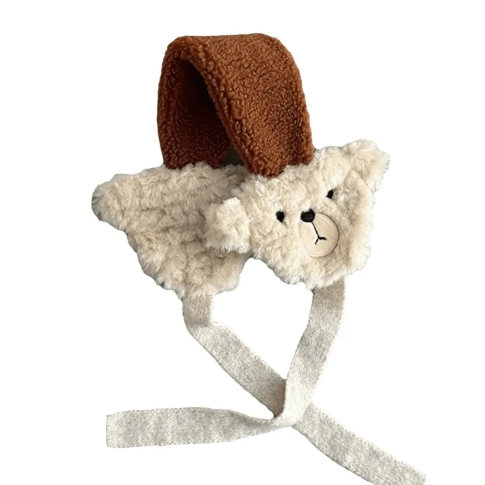 Fashion Foldable Cute Bear Ear Bag Windproof Thickened Cartoon Bear Ear Muff Adjustable Warm Lace Up Earflap Winter