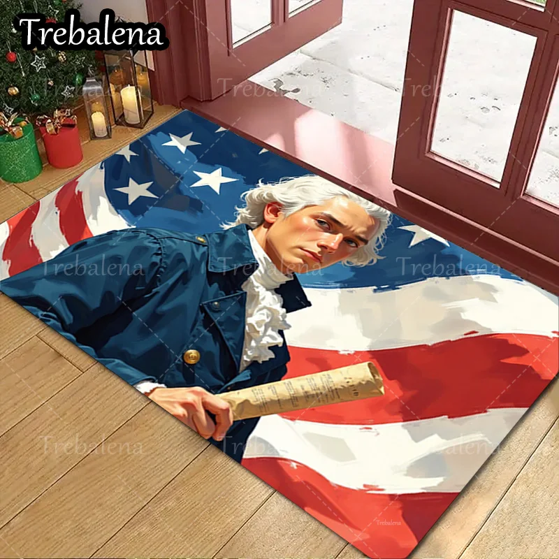 

1pc Welcome Door Mat American Flag Patriotic Founding Father Welcome Mat For Home Decor