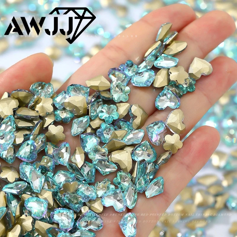 ผสมสี DROP Heart รูปผีเสื้อชี้ด้านล่างตกแต่งอัญมณีใช้สําหรับต่างหูสร้อยคอเครื่องประดับเล็บอุปกรณ์เสริม