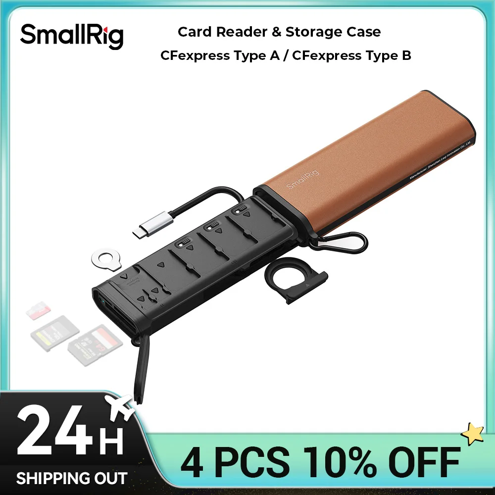 قارئ بطاقات صغير متعدد الوظائف وحقيبة تخزين CFexpress Type A / B نقل ثلاثي الفتحات عالي السرعة مع فتحة AirTag 5361