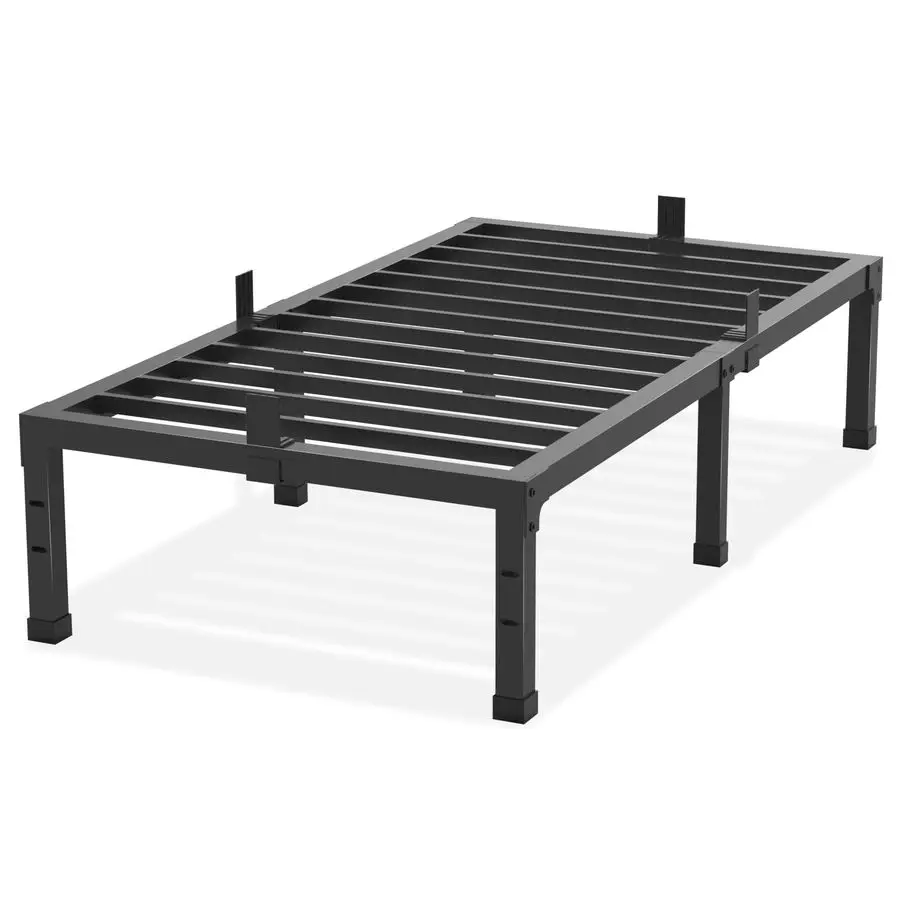 Size Bed Frames, 14 Inch High 3500 lbs Heavy Duty Metal Platform, Mattress Foundation with Steel Slat Support No Box Spring Need