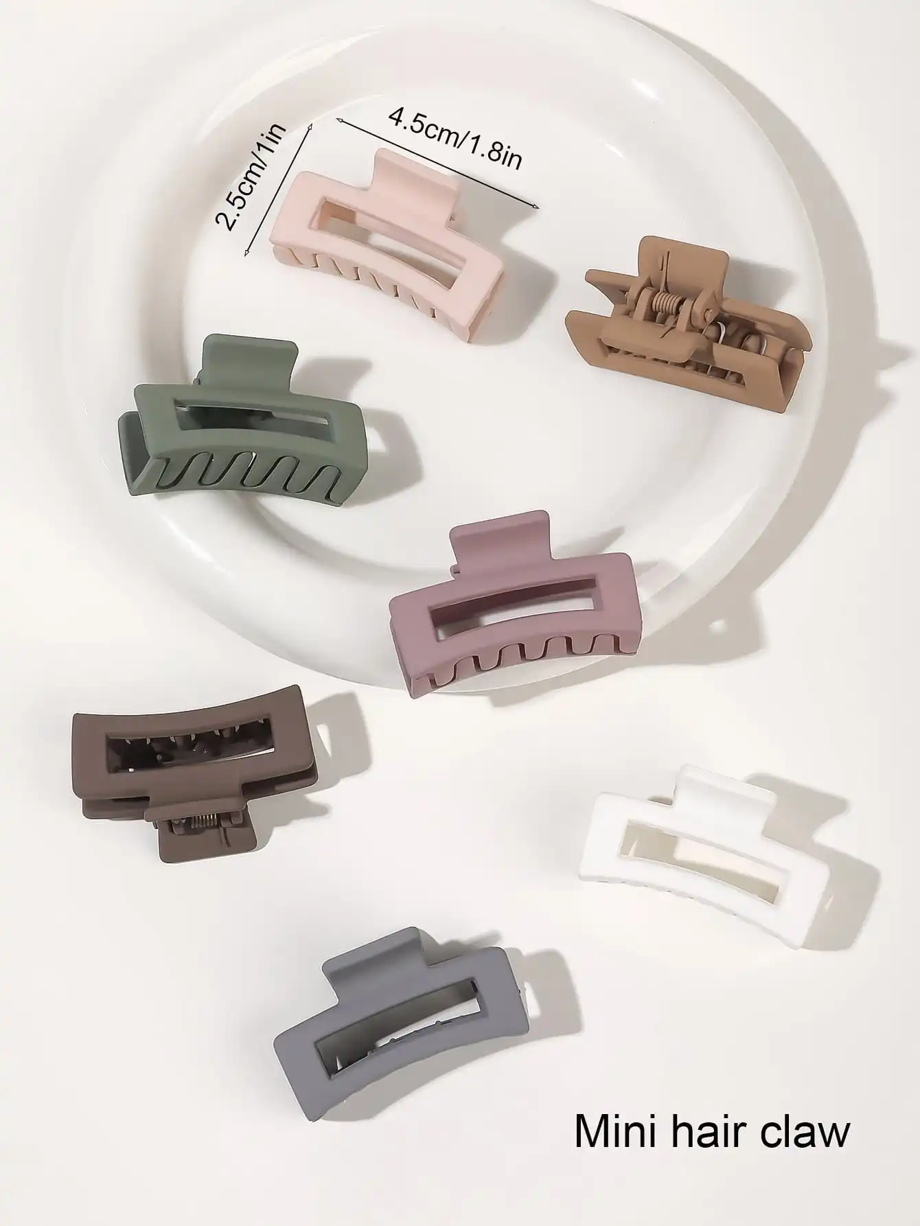 7-teiliges Mini-Set mit mattschwarzen hohen Pferdeschwanz-Haarklammern für Frauen und Mädchen, kleines rechteckiges Haar-Accessoire, rutschfeste Krabben-Haarnadel – Detail 11
