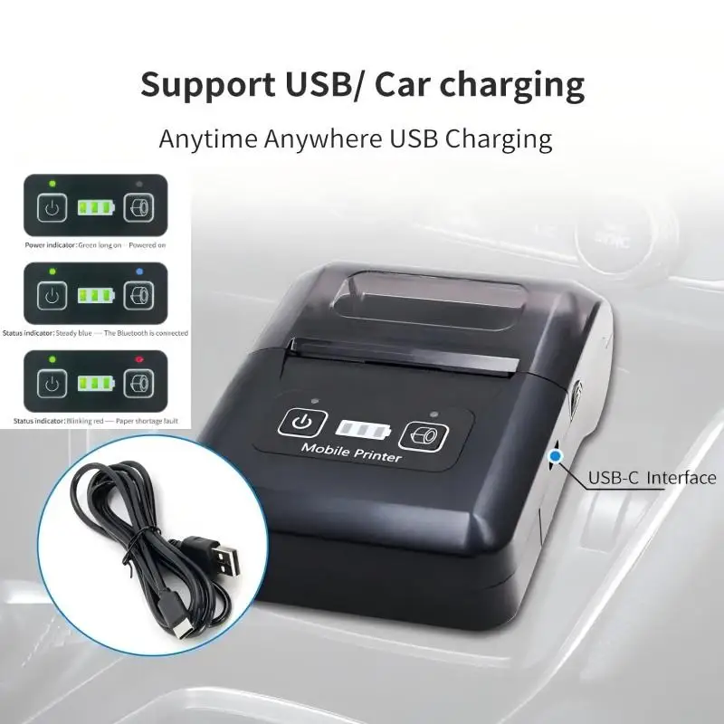 H20 ポータブルレシートサーマルプリンタ印刷幅 48 ミリメートル USB インターフェース & ワイヤレス Bluetooth HD 印刷レシート請求書スーパーマーケットリスト