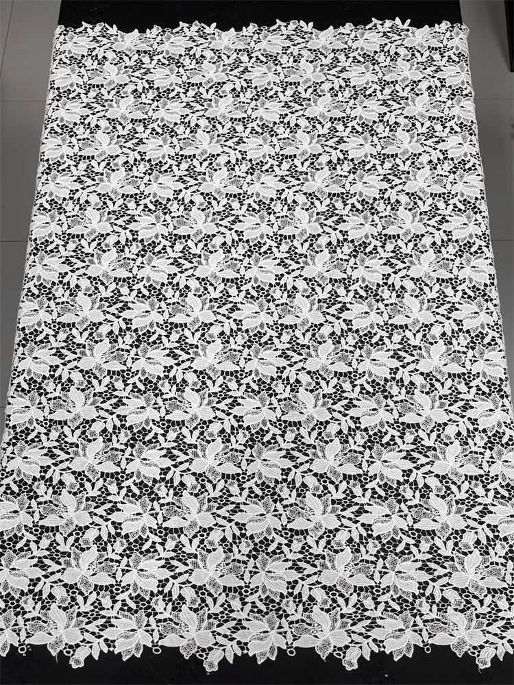 2026 Afrikanischer Stoff Luxuriöse Hochwertige Spitze Wasserlösliche Bestickte Modische Weiche Weiße Spitze 5 Yards – Detail 10