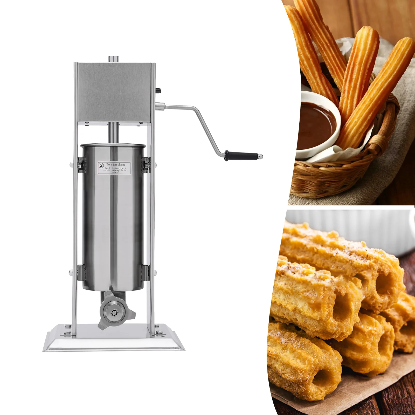 Commercial Manual Churros Maker, 5L Manual Donuts Churrera Churros Machine Maker 4 Nozzles Latin Fruit Machine