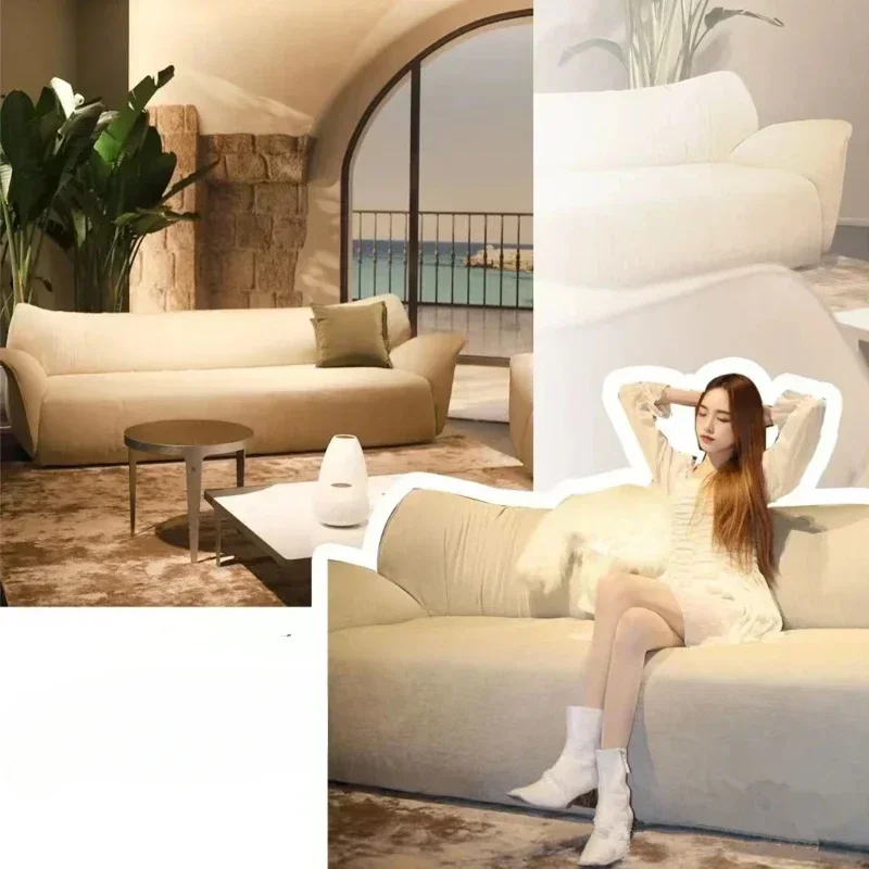 

Leather living room curved sofa