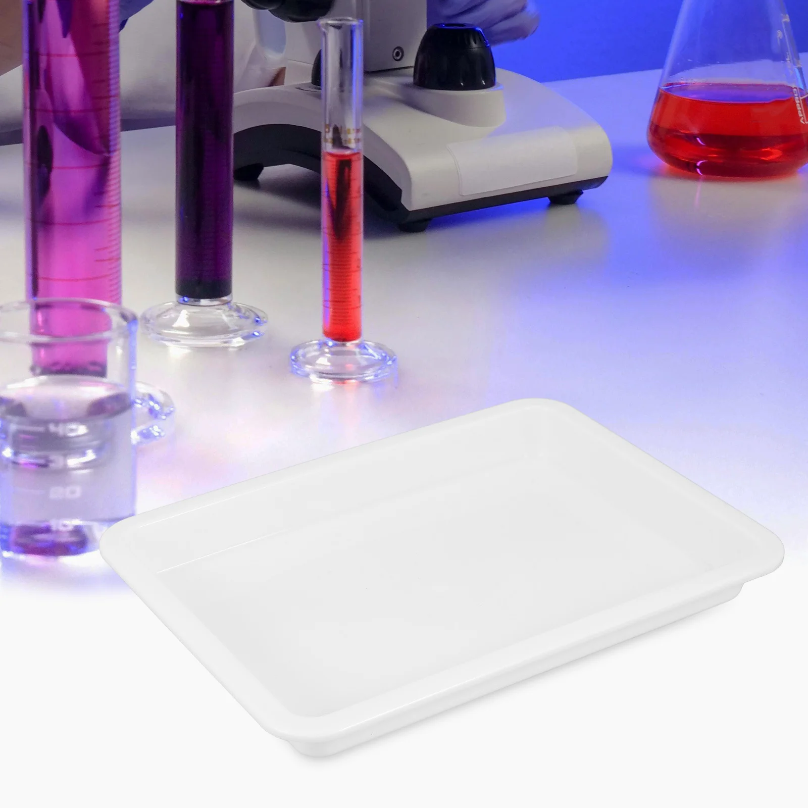 Laboratory Tray 2.5cm Deep Plastic Multi-Functional Experiment Tray Chemical Reagent Storage Organizer Acid Alkali Resistant