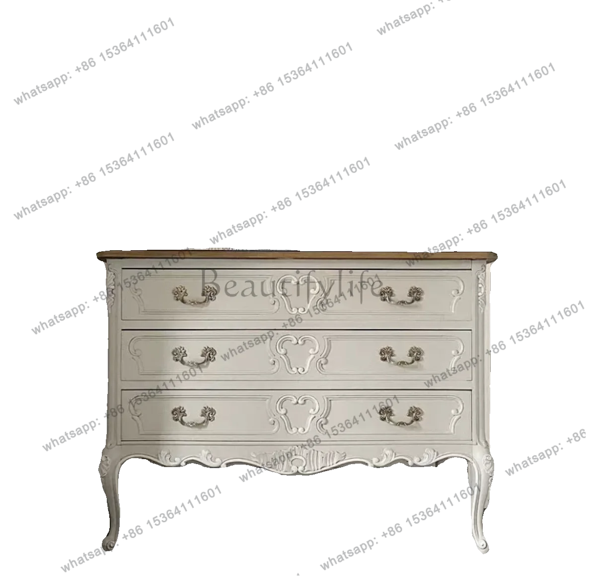 

Французский ретро-шкаф из массива дерева для прихожей, американский антикварный резной буфет для столовой