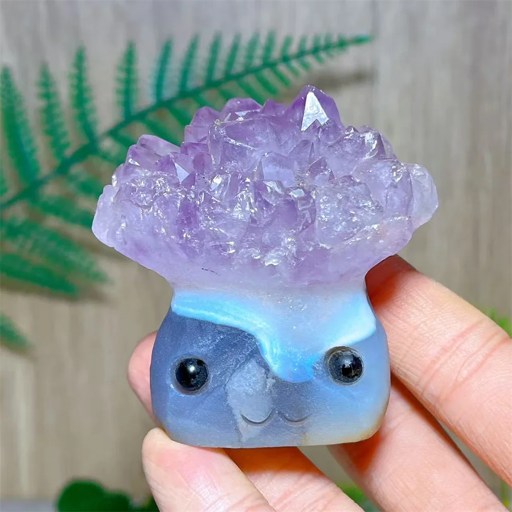 

Hedgehog Cluster Stone Quartz Amethyst Specimen Natural Crystal Reiki Energy Stone Mineral Specimen Feng Shui Room Ornaments