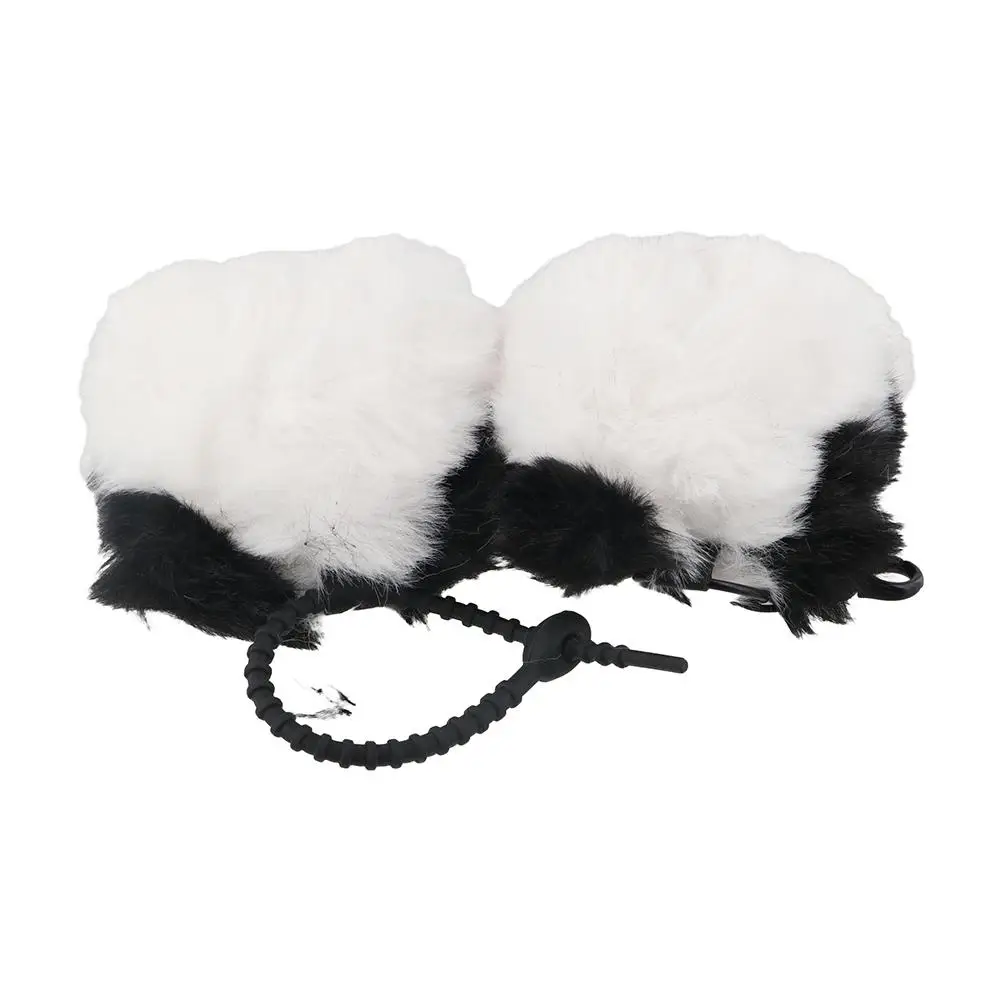 เลียนแบบ Mink Fur Panda ของเล่น Key แหวนน่ารักซิลิโคนหัวเข็มขัดตุ๊กตา Plush จี้กระเป๋าเครื่องประดับผ้าฝ้ายพวงกุญแจสัตว์เด็ก