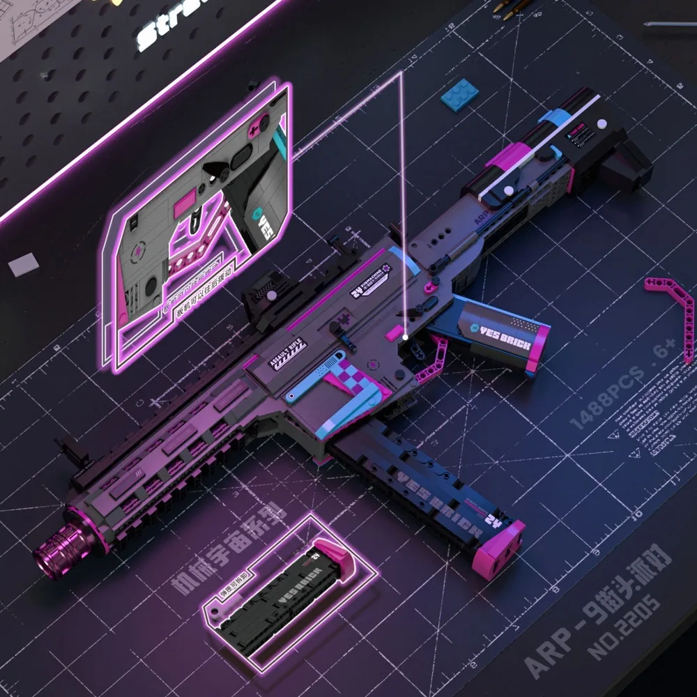 Militaire Technische Machinepistool Aanvalsgeweer Model Bouwstenen DIY Wapen Model Bricks Speelgoed voor Kinderen Geschenken