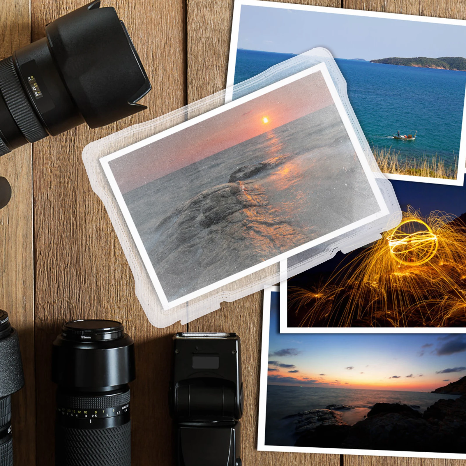 1Set Photos Storage Box Organizer Set for Greeting Cards Envelopes Postcards Bills Secure Protection Craft Organizer Set