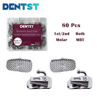 Dentst 20sets/80pcs Dental Orthodontic Buccal Tube 1st 2nd Molar Bondable Non-Convertible Mesh Base 0.022 Single Tube Roth Mbt