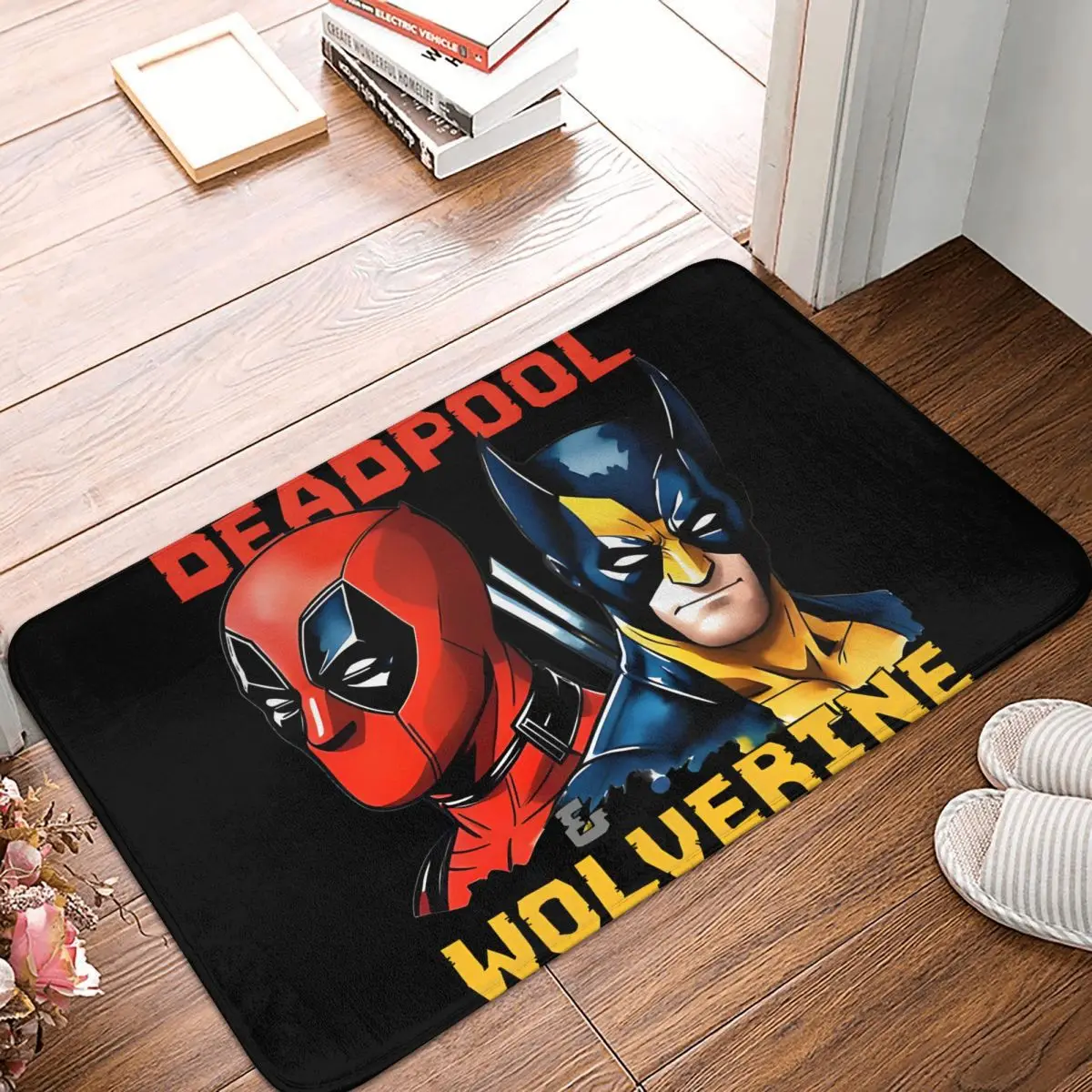 Deadpool & Wolverine Bath Mat Popular Movies Doormat Flannel Carpet Entrance Door Rug Home Decoration