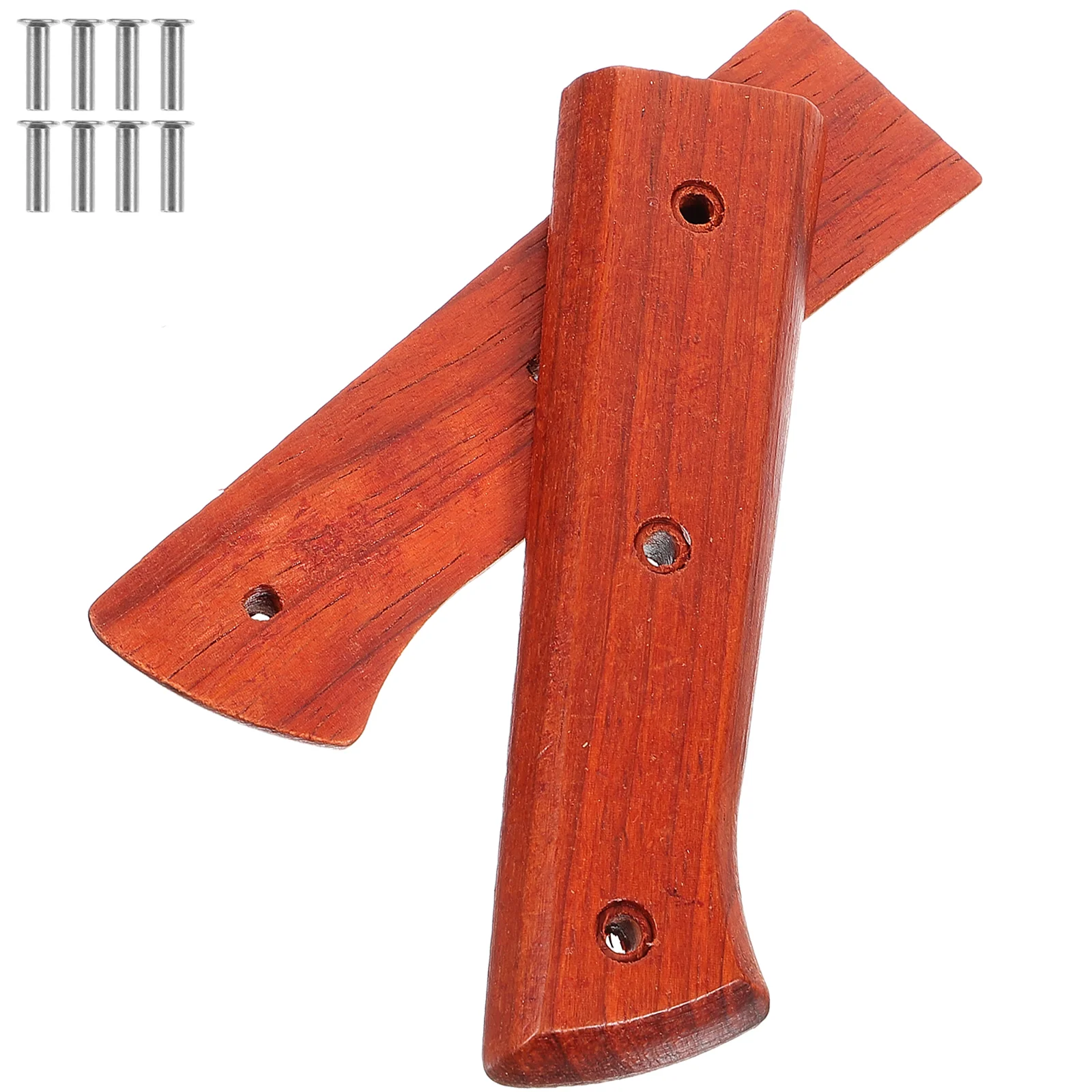 Kitchen Knife Handle Accessories (Type 1 Holed Red Pear Wood) Chef Replacement Grip Chopping Rivet Wooden Cost-saving