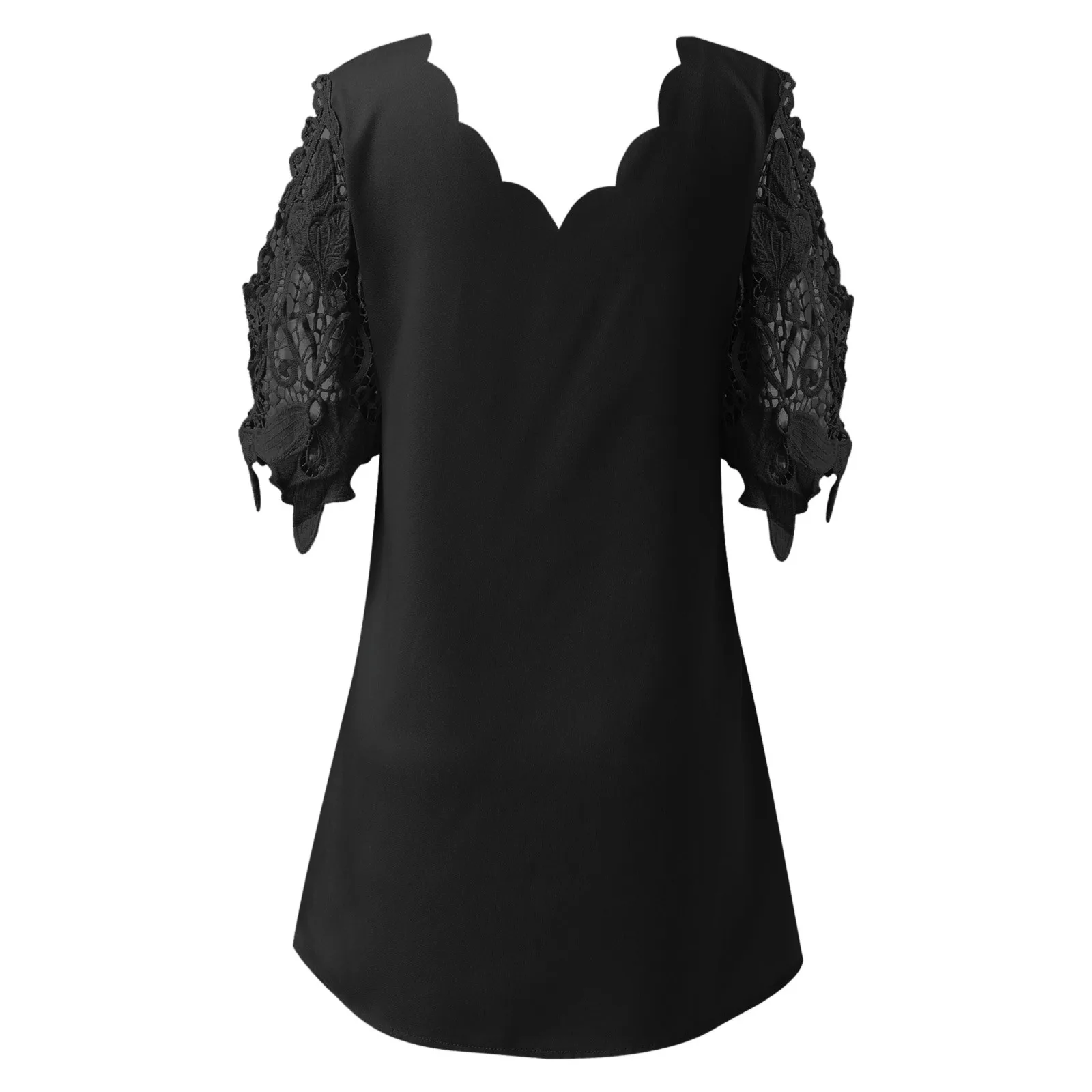 Frauen Spitze Spleißen Halbarm Langes Kleid Quadrat Kragen Solide Langes Kleid Sommer Spitze-up Hohl Jacquard Big Hem falten Kleider – Detail 6