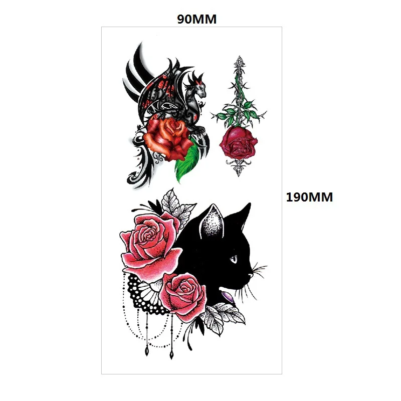 Waterproof Temporary Tattoo Sticker Rose Dream Catcher Water Transfer Printing Tattoo Sticker Body Arm Fake Sleeve Tattoo Women