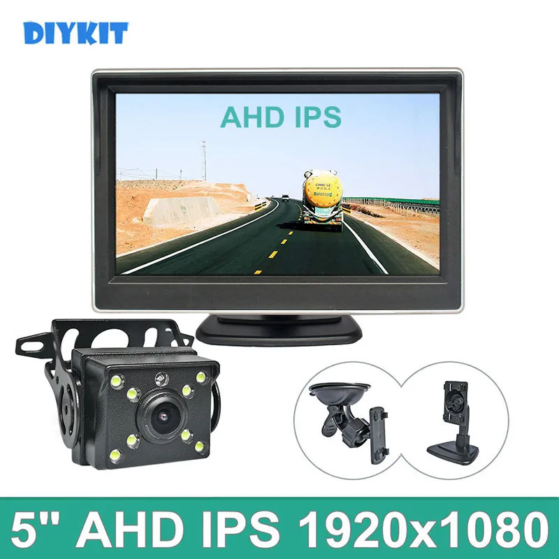 

DIYKIT 5inch AHD IPS Car Monitor Rear View Monitor Waterproof LED Night Vision AHD Backup Car Camera Easy Installation