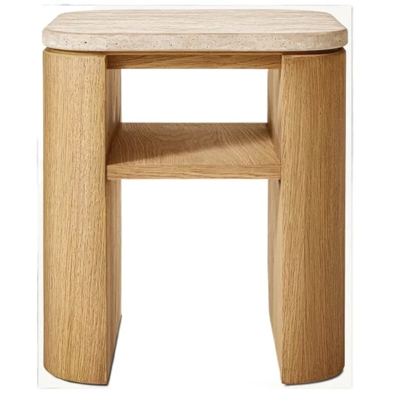 

American country villa living room solid wood coffee table desktop with marble design