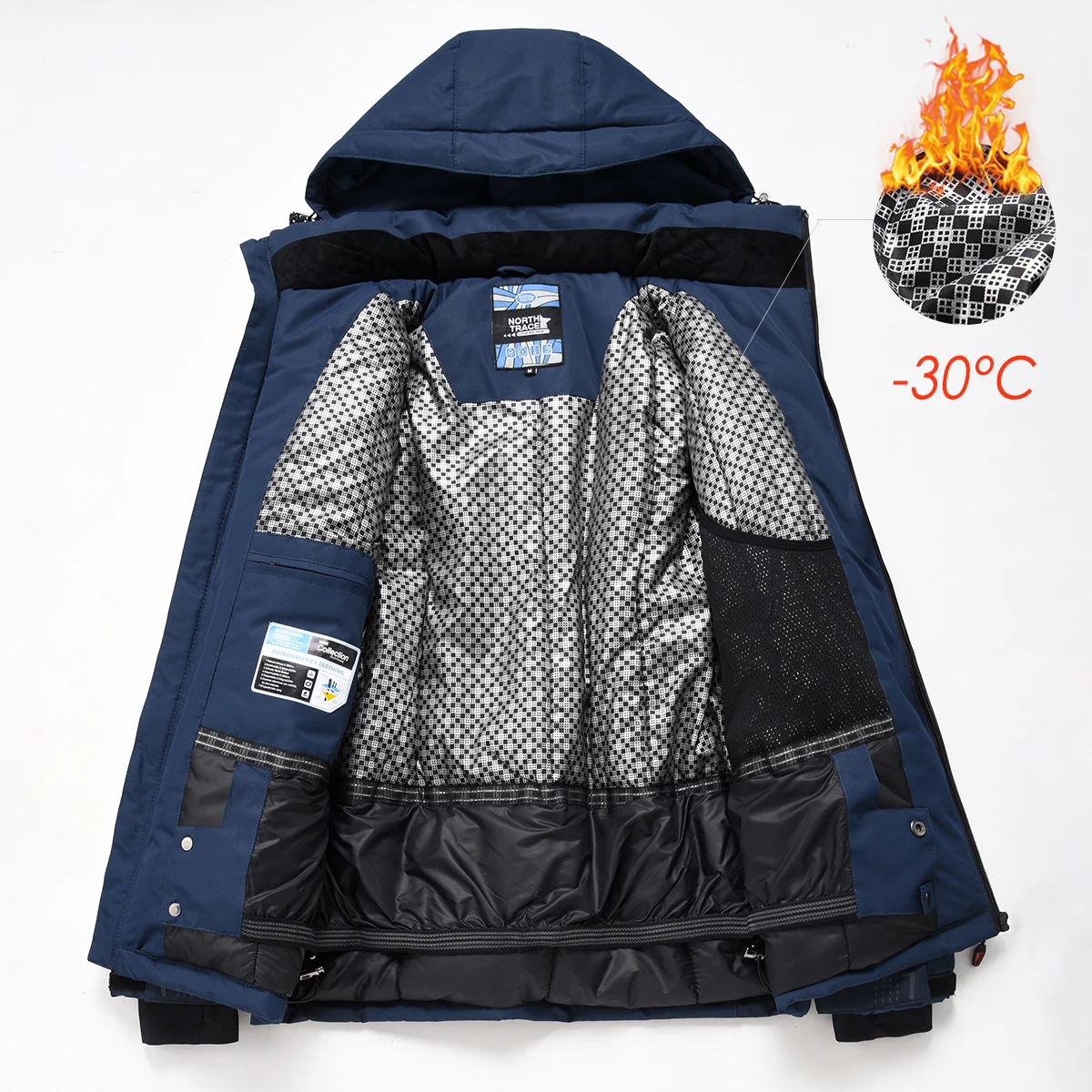 2022 novo inverno ao ar livre jet ski neve quente parkas jaqueta casaco outwear masculino premium casual chapéu impermeável grosso velo parkas