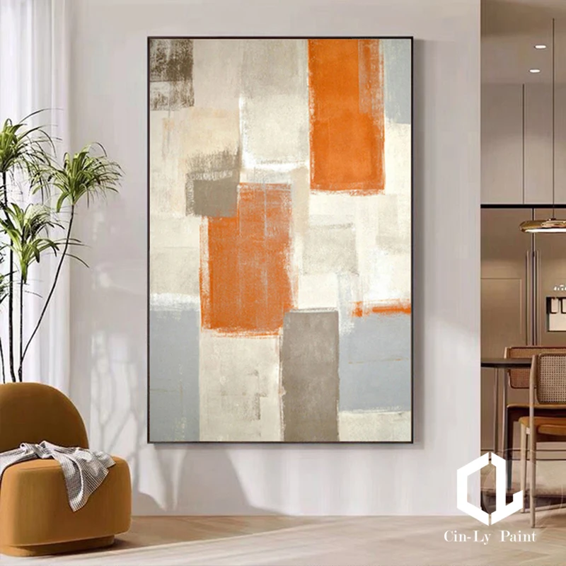 Handmade Abstract Minimalist Color Blocks Oil Painting On Canvas Picture Luxury Modern Wall Art For Living Room Decor Unframed