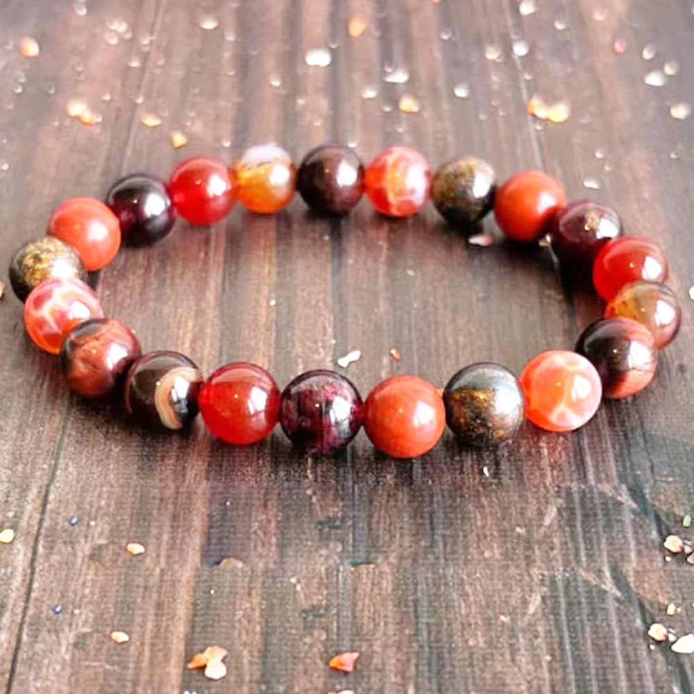 MG1616  Sacral Chakra Wrist Mala Natural Garnet Red Agate Bracelet Opening Ourselves up to Pleasure