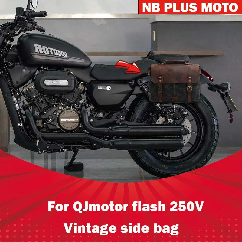 【Premium】For QJMOTOR Flash 250V side cover small hanging bag side bag modified accessories retro cowhide riding rear bag