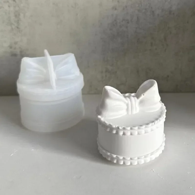 Mini Bow Shaped Storage Box Model Circular Gypsum Cement Relief Mold For DIY Epoxy Resin Handmade Jewelry Storage Creative Home