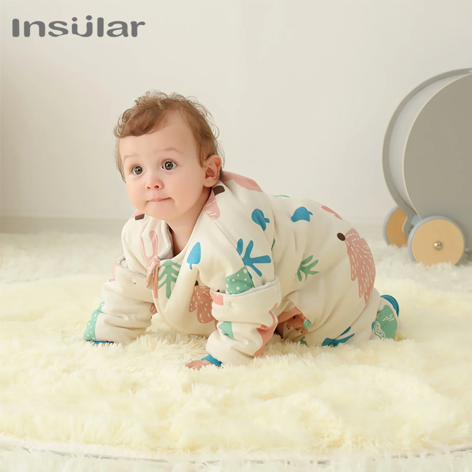 INSULAR Infant Warm Sleeping Bags Thickened Baby Cotton One-piece Pajamas Kids Split-leg SleepSacks Children's Sleepwear Winter