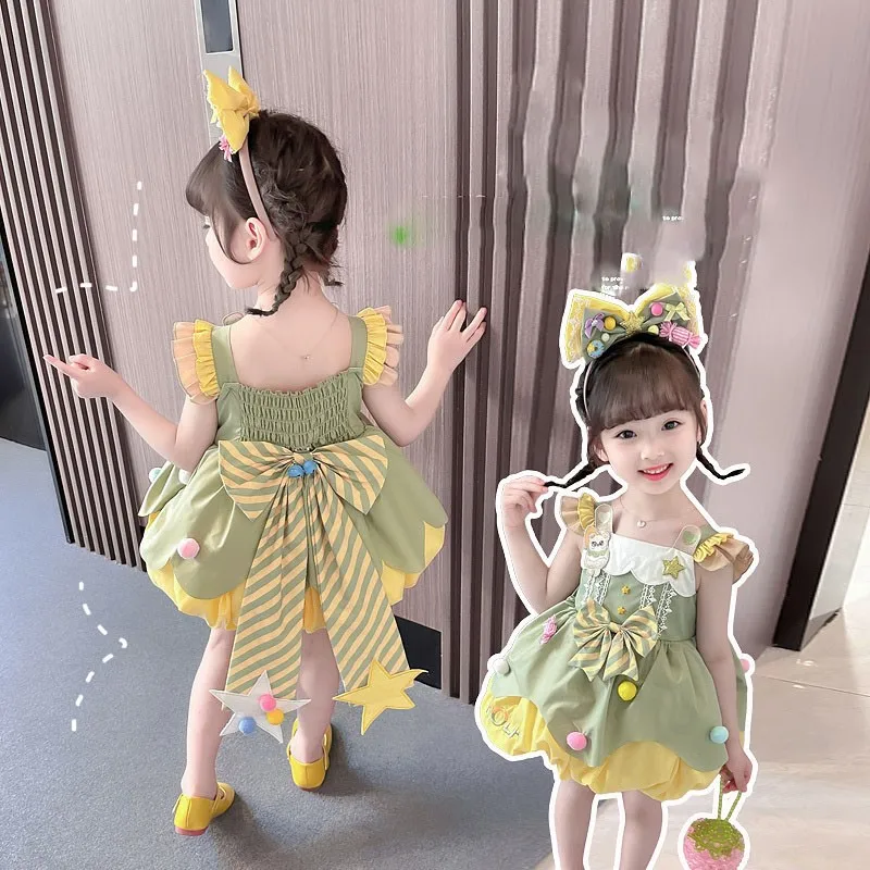 Girls' Creative Summer Lolita Princess Dress Children's 2026 New Cute Cartoon Lolita Dress Kids' Summer Breathable Skirt LJ653