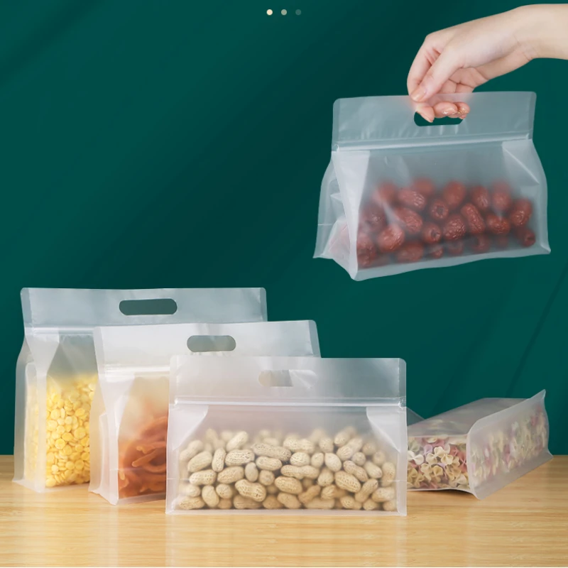 50pcs Transparent Octagon Food Packaging Ziplock Bags Handle Sealed Clear for Candy Tea Nuts Dried Fruit Storage