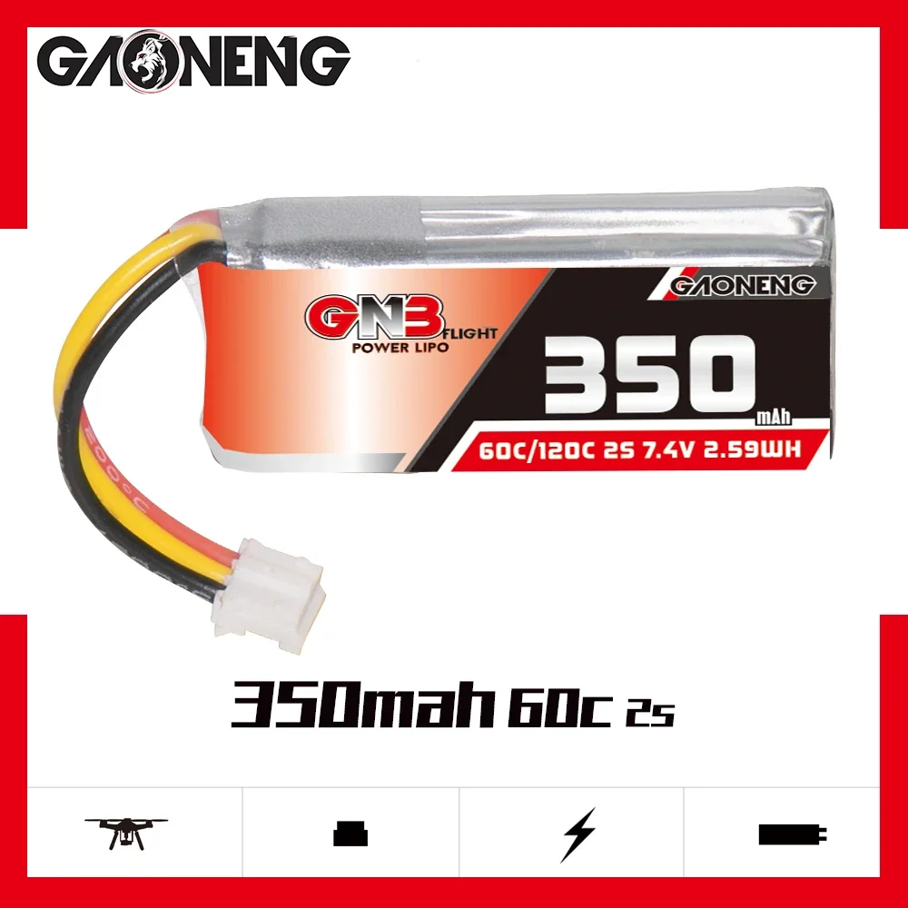 

GAONENG GNB 350mAh 2S 60C 120C 7.4V PH2.0 3PIN LiPo Battery 1:28 1/28 RC Cars WLtoys K969 K989 Brushed Off-load RC Drift Car