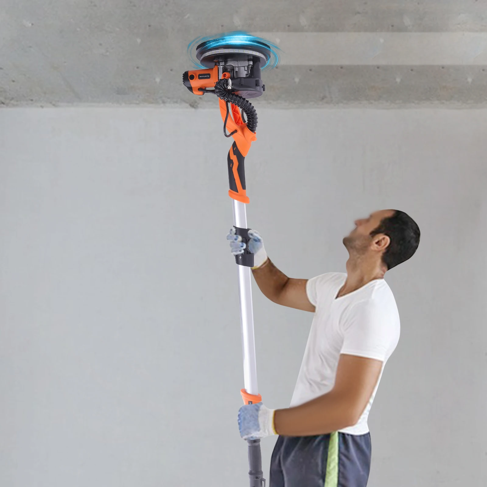 

Orange/Lake Blue Variable Speed Drywall Nylon Sander,110V Electric Dustless Drywall Sander 6 Gear for Polishing,Smoothing