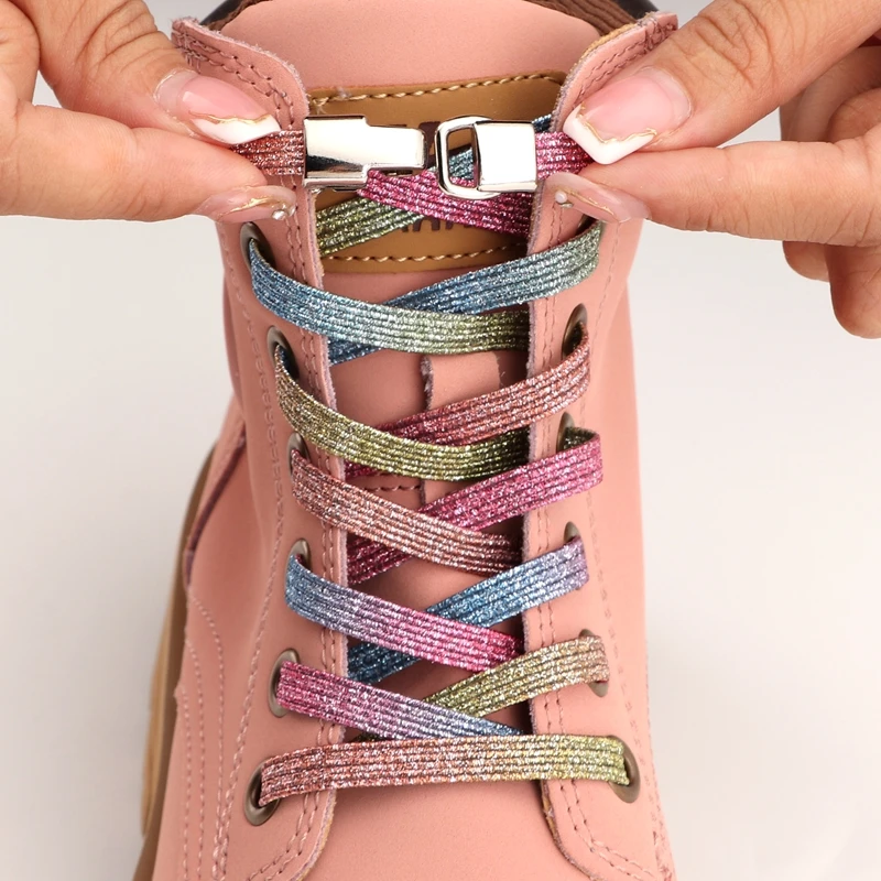 No Tie Shoe Laces Metal Buckle Lock Elastic Shoelaces For Sneakers 1 Second Quick On And Off Convenient Lazy Shoes Lace Unisex