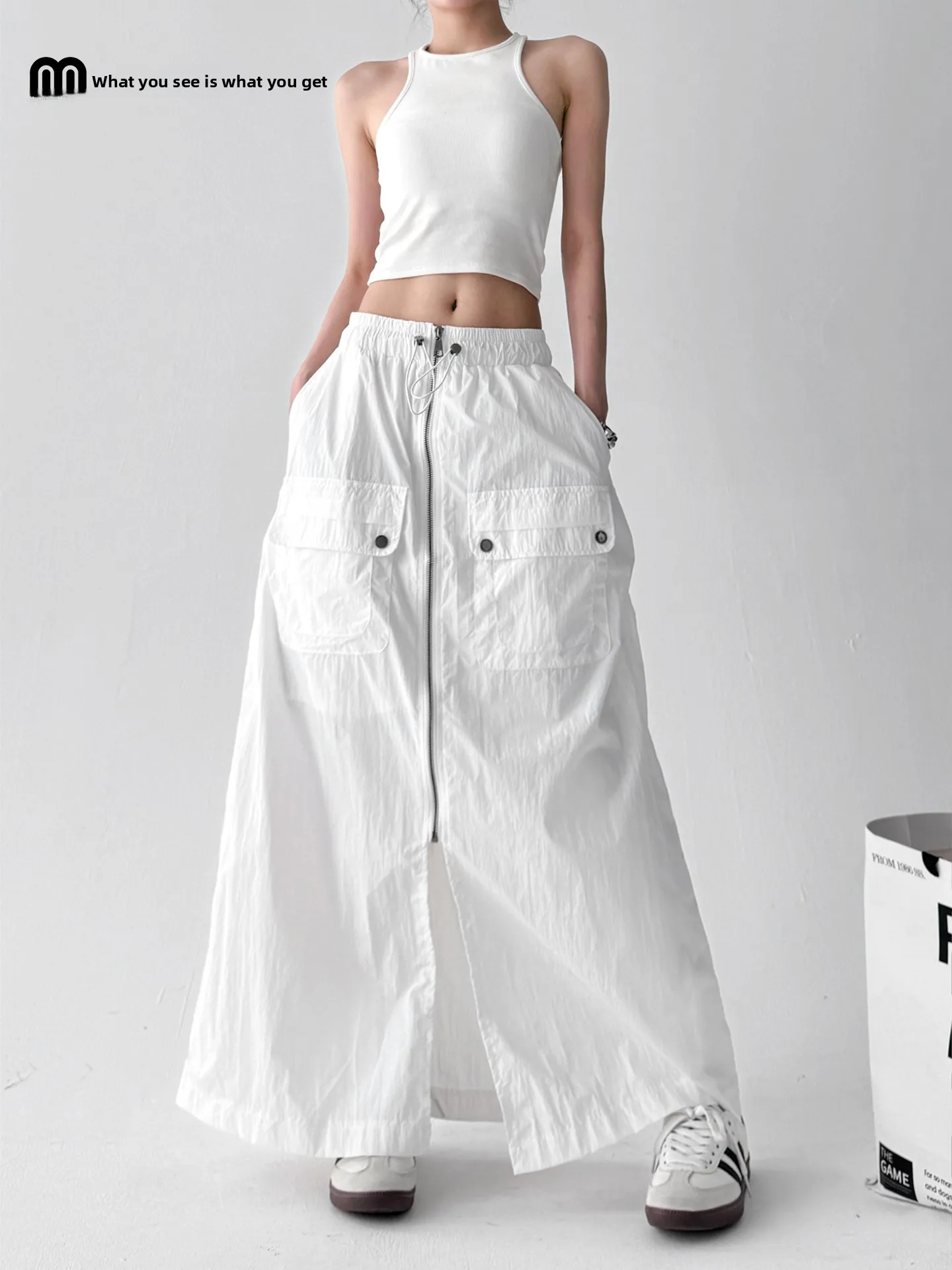 Hohe Taille A-Linie Rock Koreanische Sle Frontschlitz Arbeitskleidung Dr frauen ular Abnehmen Casual Röcke für Sommer 2025,