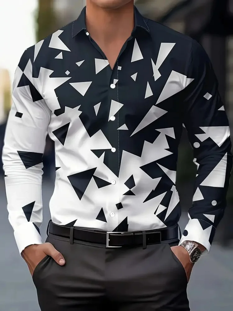 2025남자 하와이 셔츠 블루 스트라이프 프린트 셔츠 패션 우아한 여름 해변 셔츠 기질 streetwear 옷깃 mens clothin