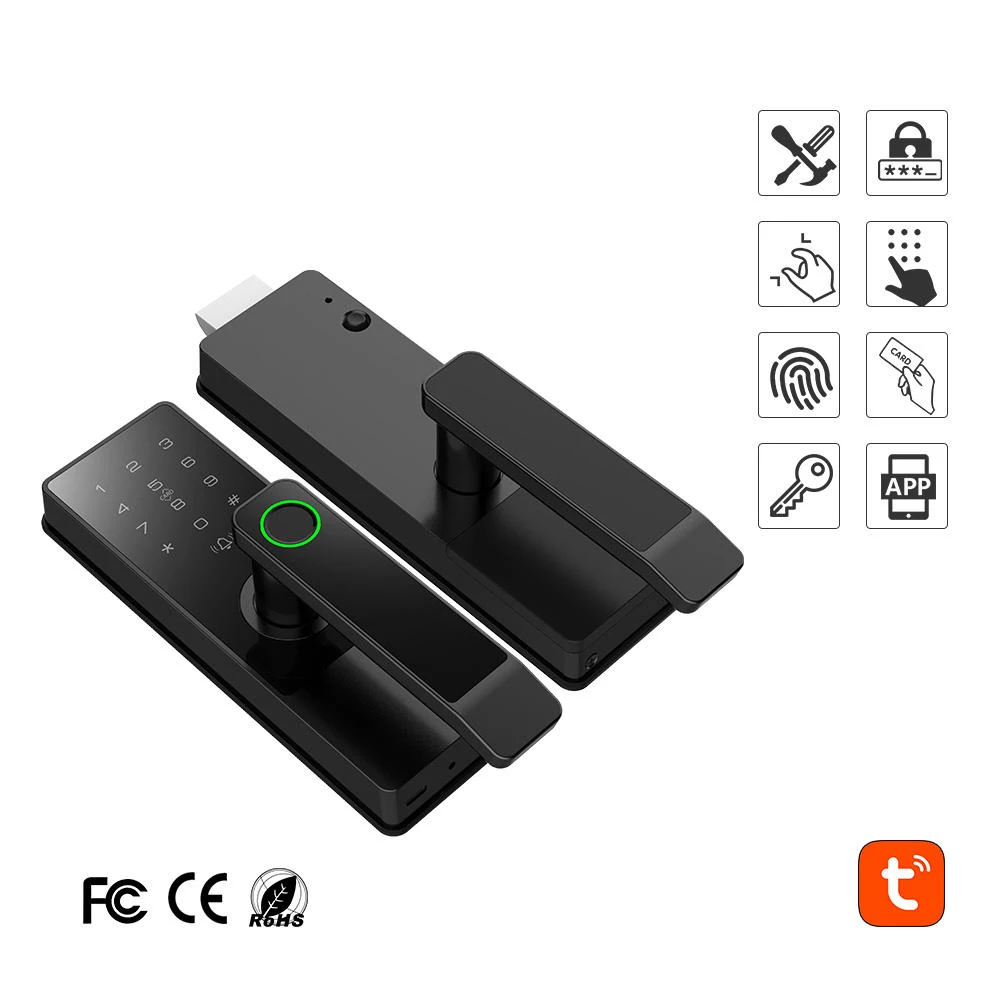 Waterproof Smart Door Lock Double Side Biometric Fingerprint With Tuya Ttlock Remote Control Outdoor Smart Rim Lock