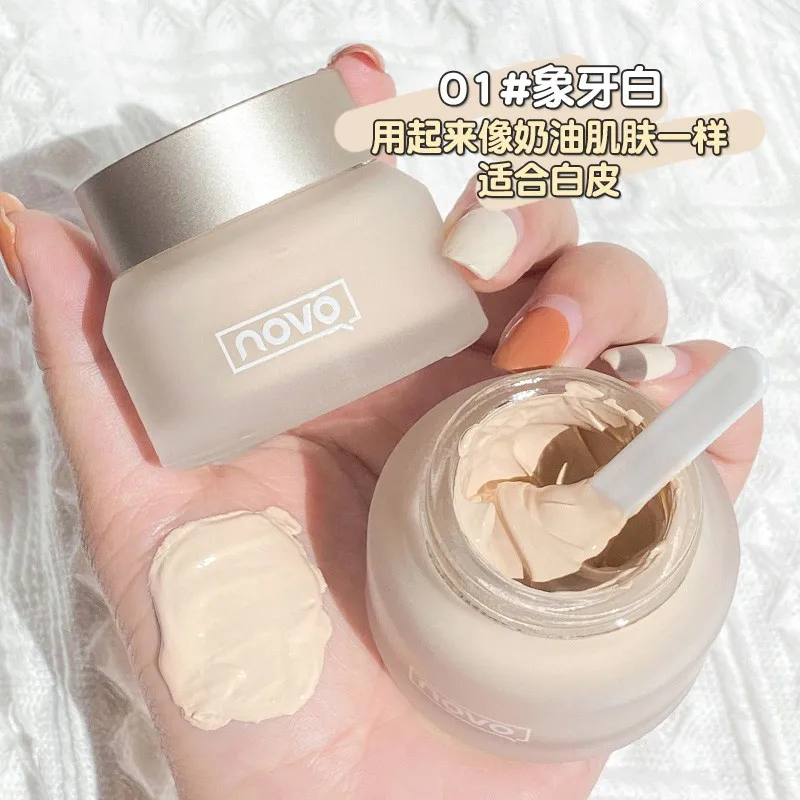 NOVO Face Cream Korean Face Pendant High Coverage Foundation Professional Concealing Foundation Makeup Foundation for 24hr